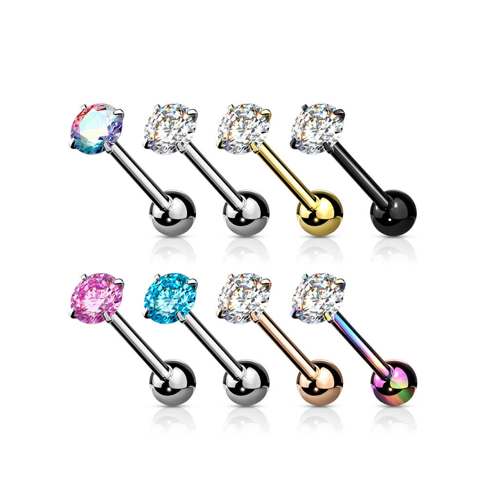Barbell Lingua Zircone rotondo