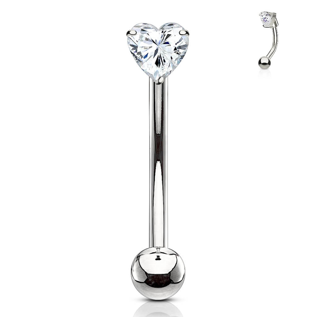 Oro 14 kt Piercing Sopracciglio Zircone a cuore
