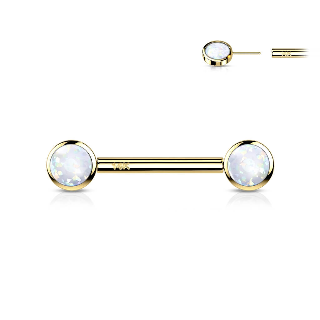 Oro 14 kt Piercing Capezzolo Zircone rotondo Push-In