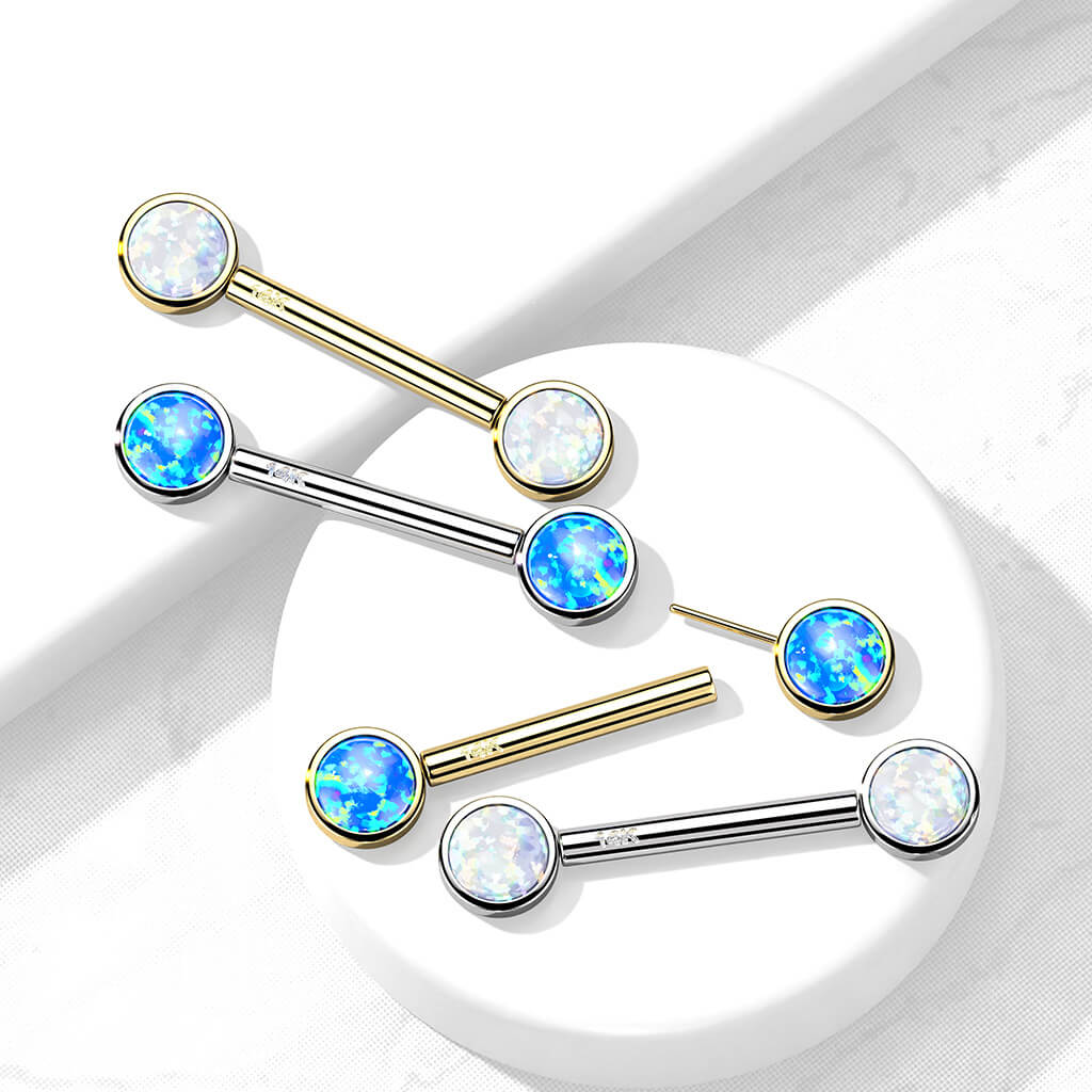 Oro 14 kt Piercing Capezzolo Zircone rotondo Push-In