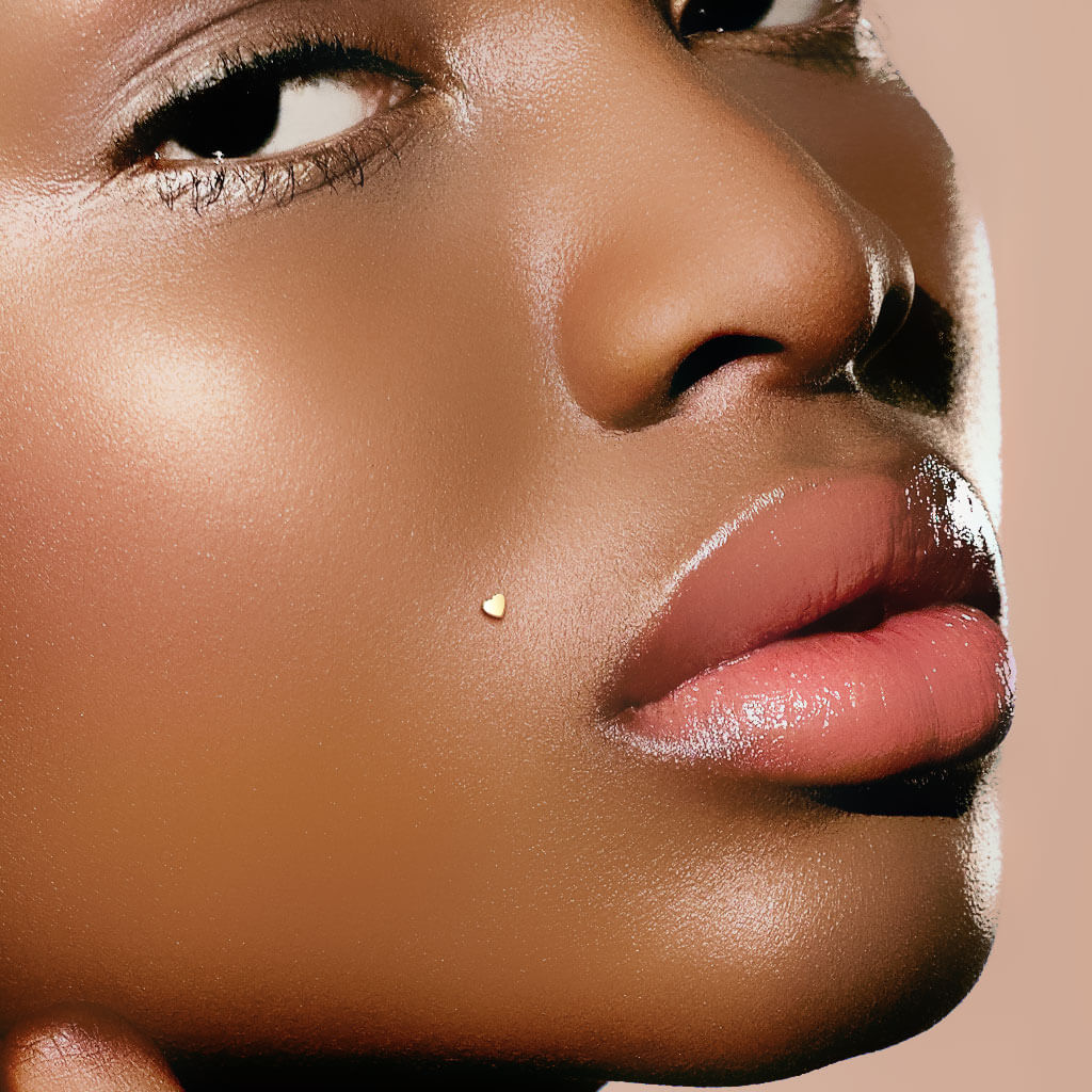 Oro 14 kt Labret Cuore piatto Push-In