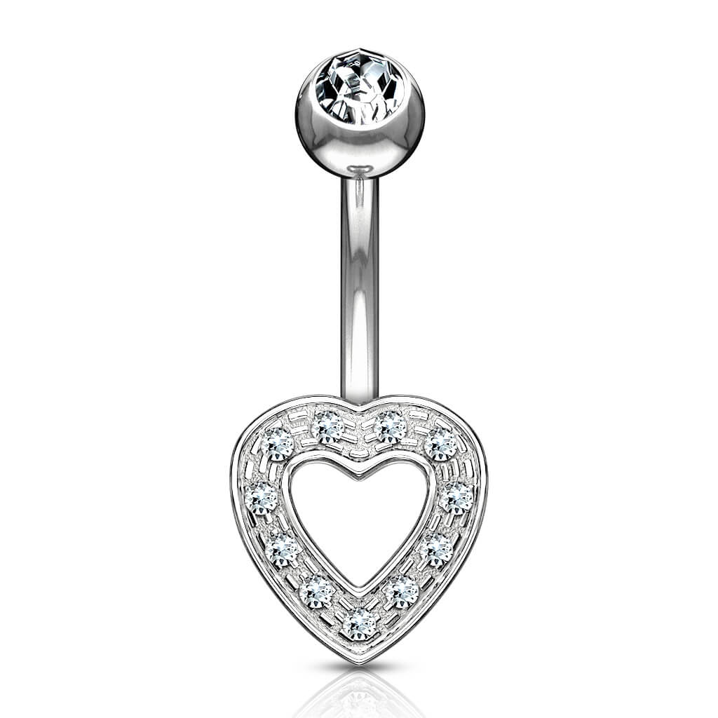 Or 14kt Piercing Nombril Cœur Zircone