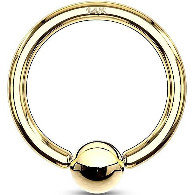 Solid Gold 14 Carat Ring Whitegold Yellowgold Captive Bead