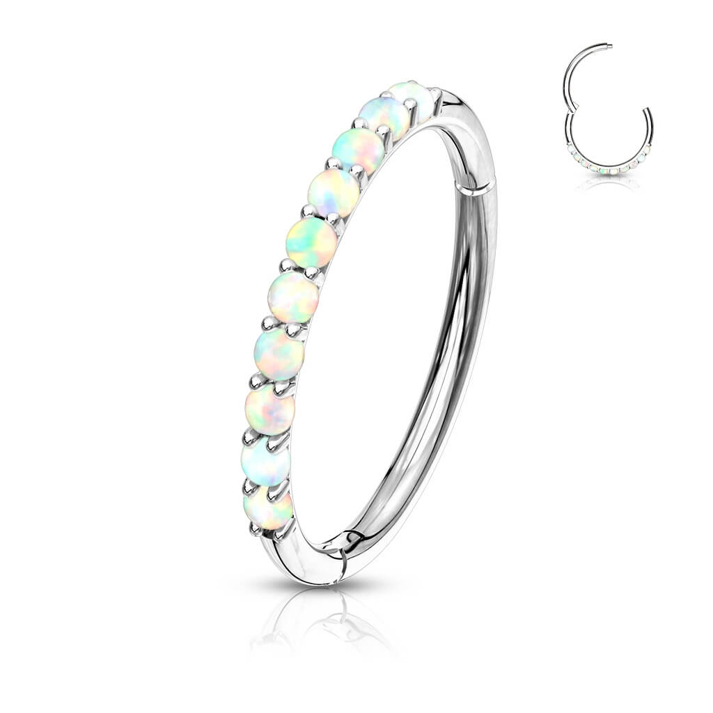 Oro 14 kt Anello Piercing Opali Clicker