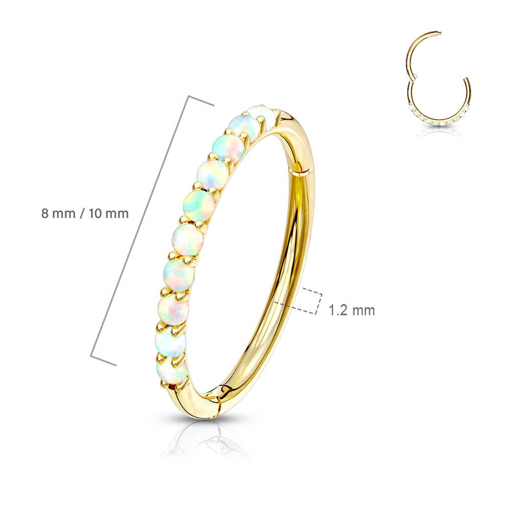 Oro 14 kt Anello Piercing Opali Clicker