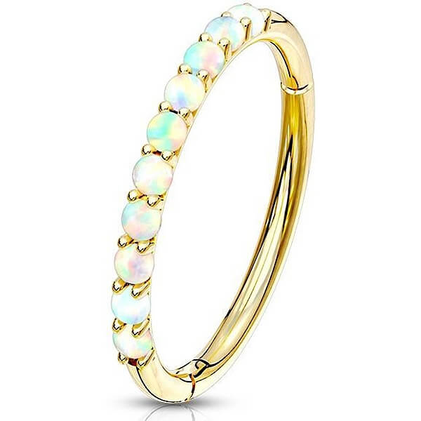 Oro 14 kt Anello Piercing Opali Clicker