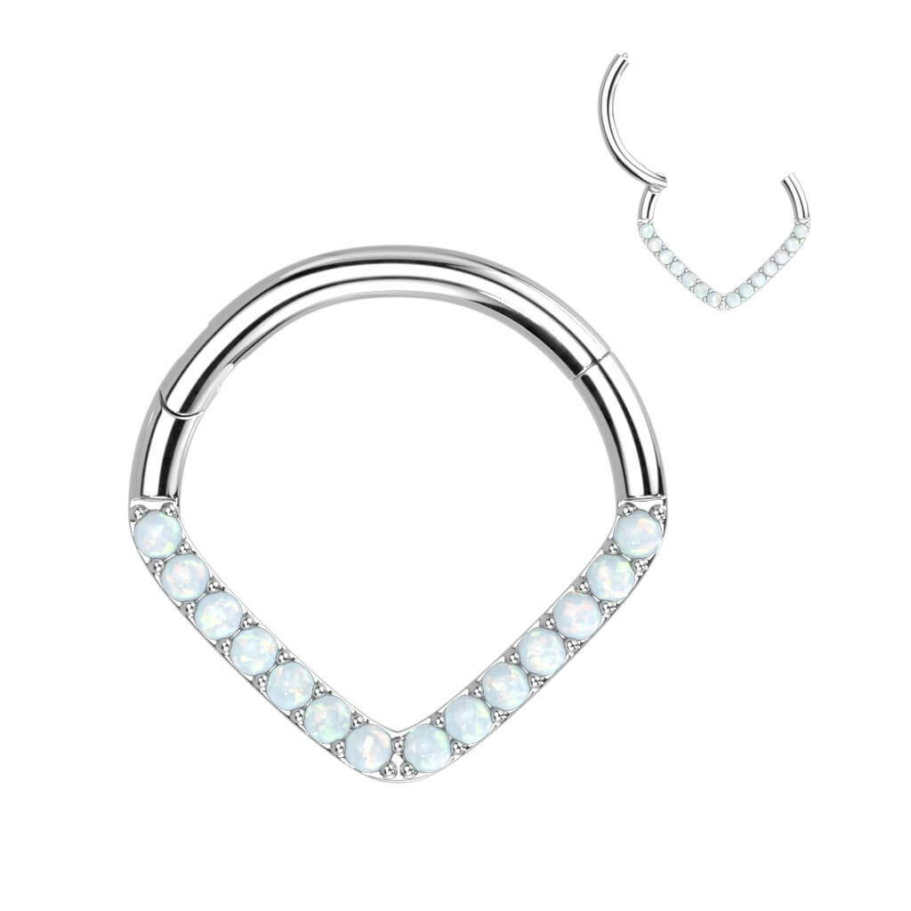 Oro 14 kt Anello Piercing Zirconi Clicker