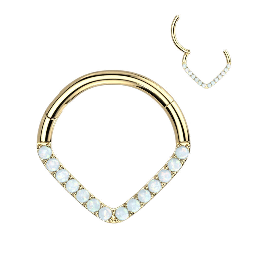 Oro 14 kt Anello Piercing Zirconi Clicker