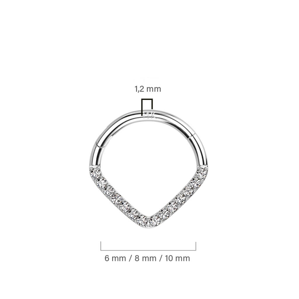 Oro 14 kt Anello Piercing Zirconi Clicker