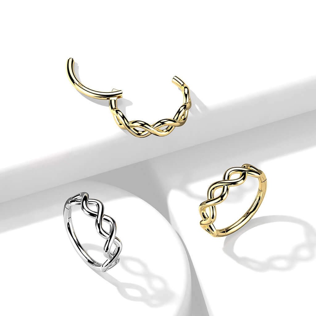 Oro 14 kt Anello Piercing Simbolo infinito Clicker