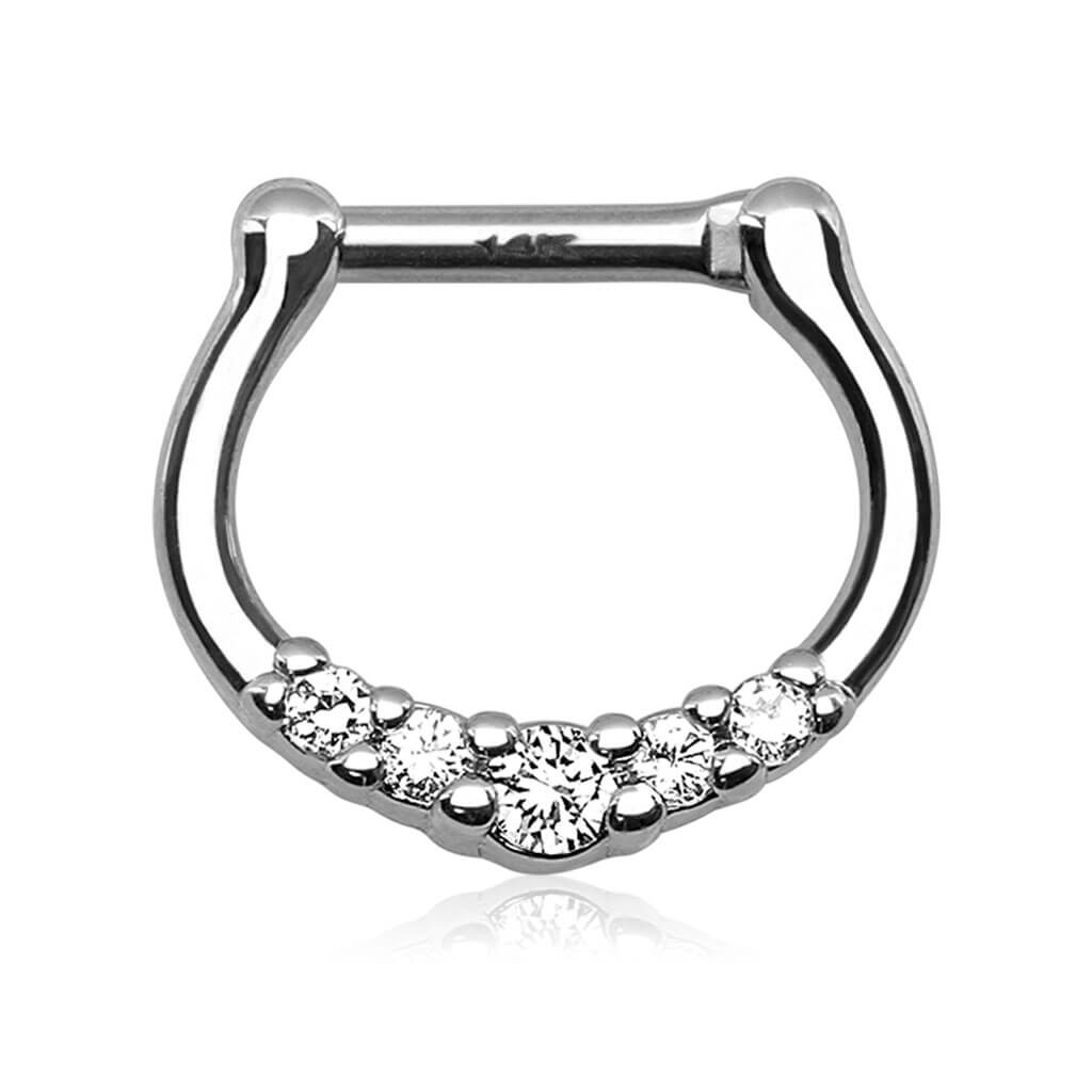 Oro 14 kt Piercing Septum Zirconi Clicker