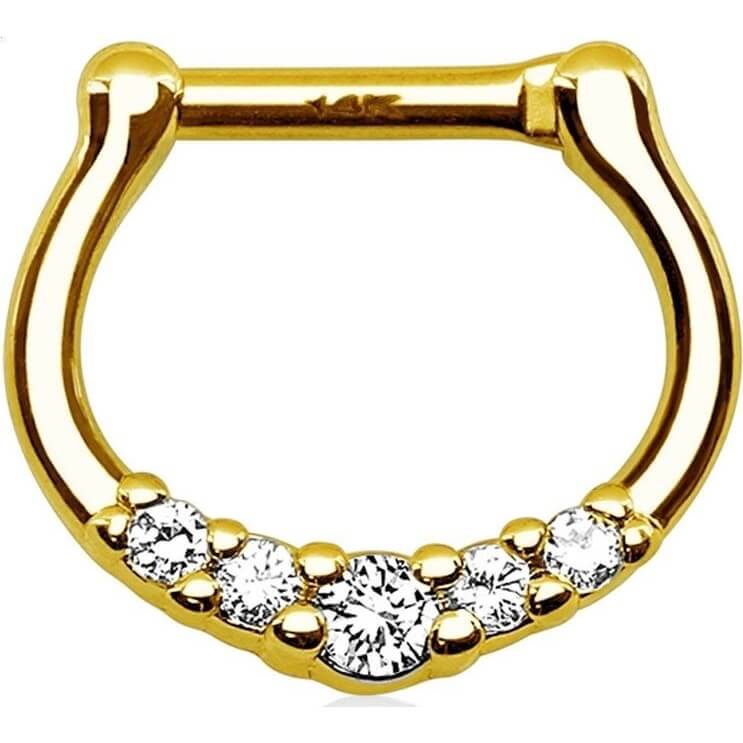 Oro 14 kt Piercing Septum Zirconi Clicker