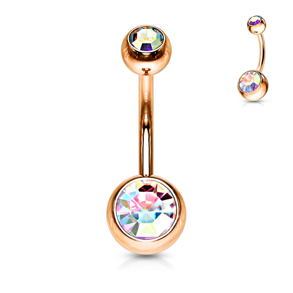 Piercing Ombelico Zirconi e oro rosa
