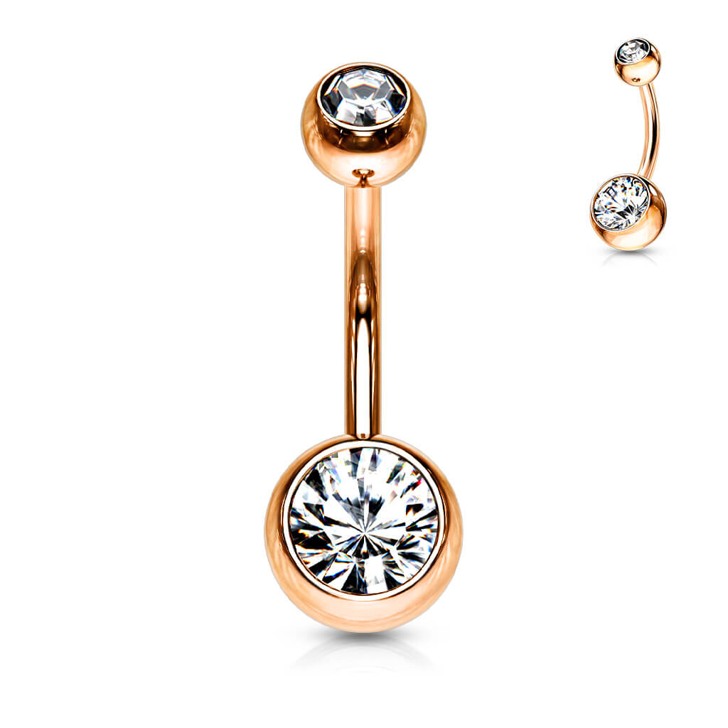 Piercing Ombelico Zirconi e oro rosa