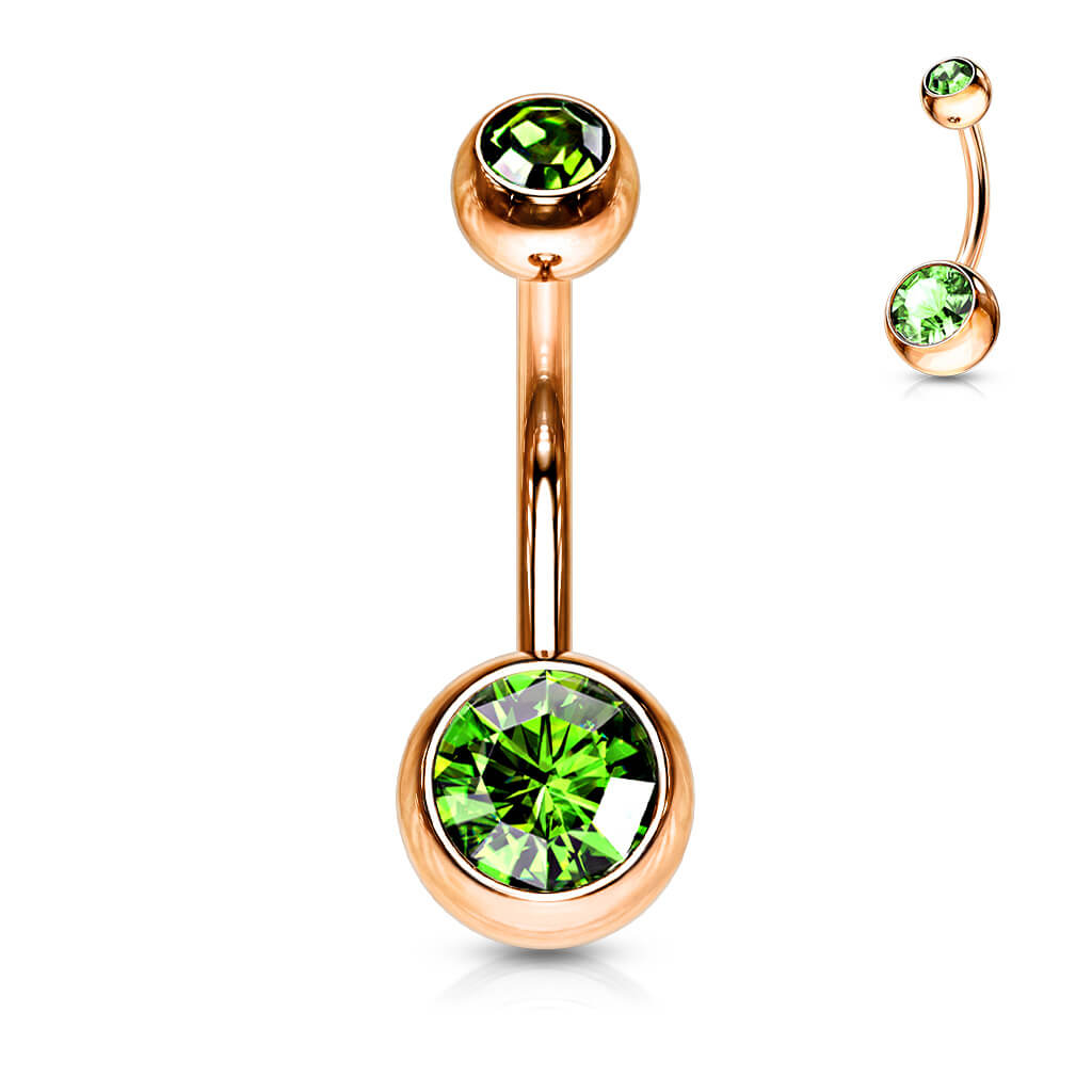 Piercing Ombelico Zirconi e oro rosa