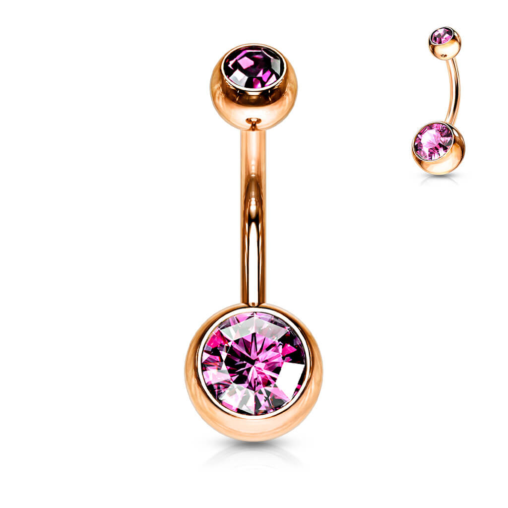 Piercing Ombelico Zirconi e oro rosa