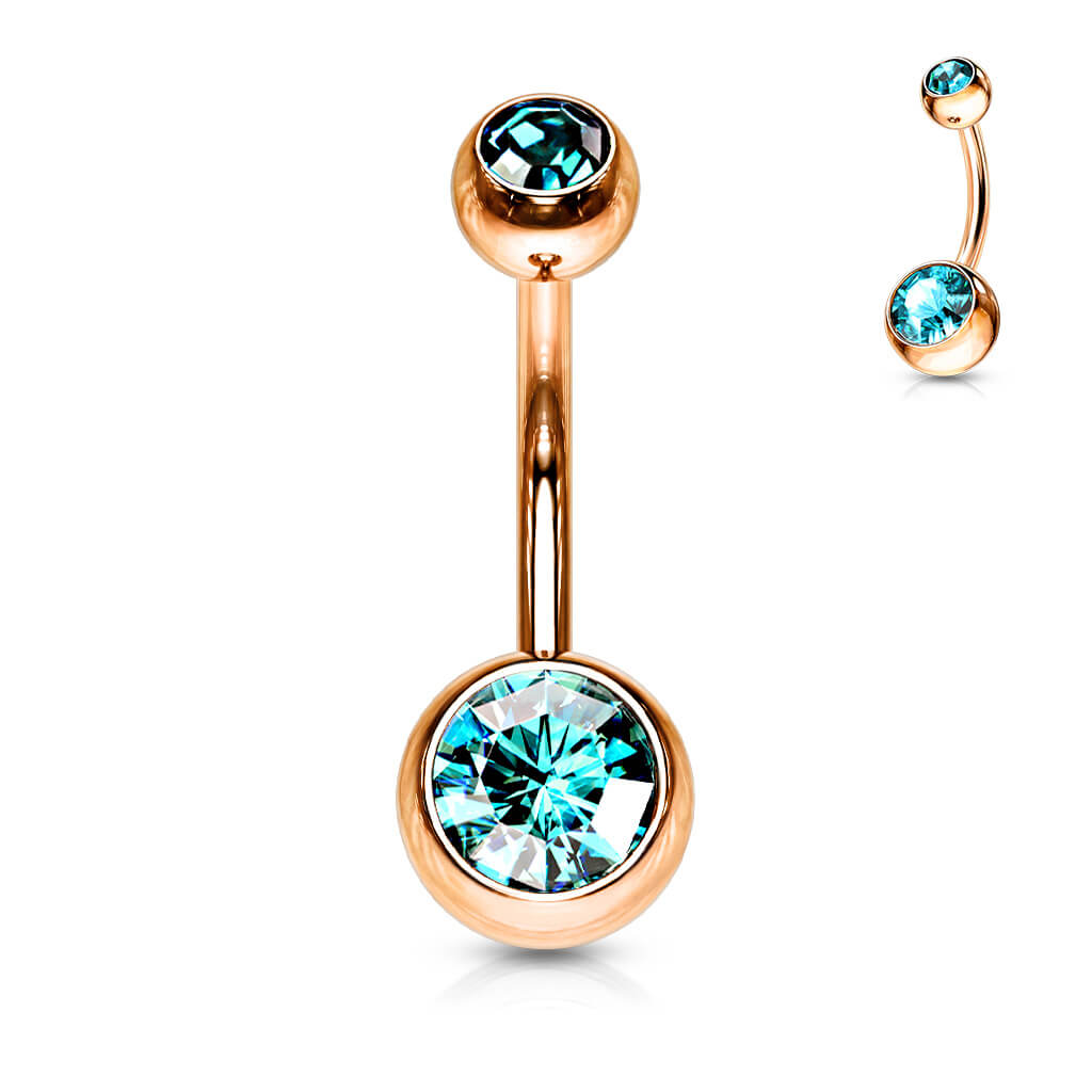 Piercing Ombelico Zirconi e oro rosa