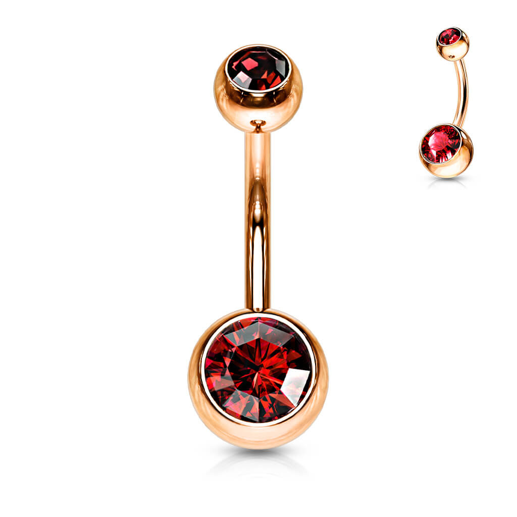 Piercing Ombelico Zirconi e oro rosa
