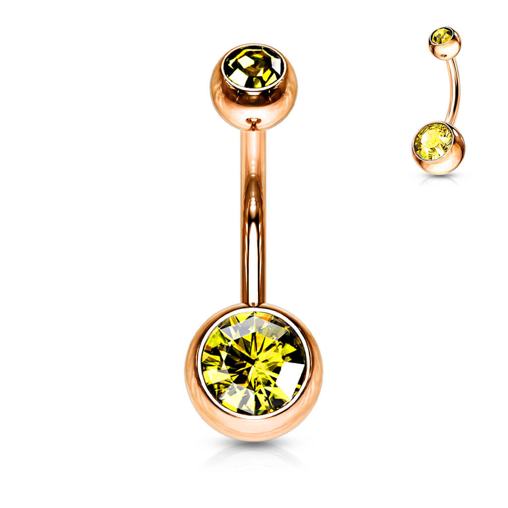 Piercing Ombelico Zirconi e oro rosa