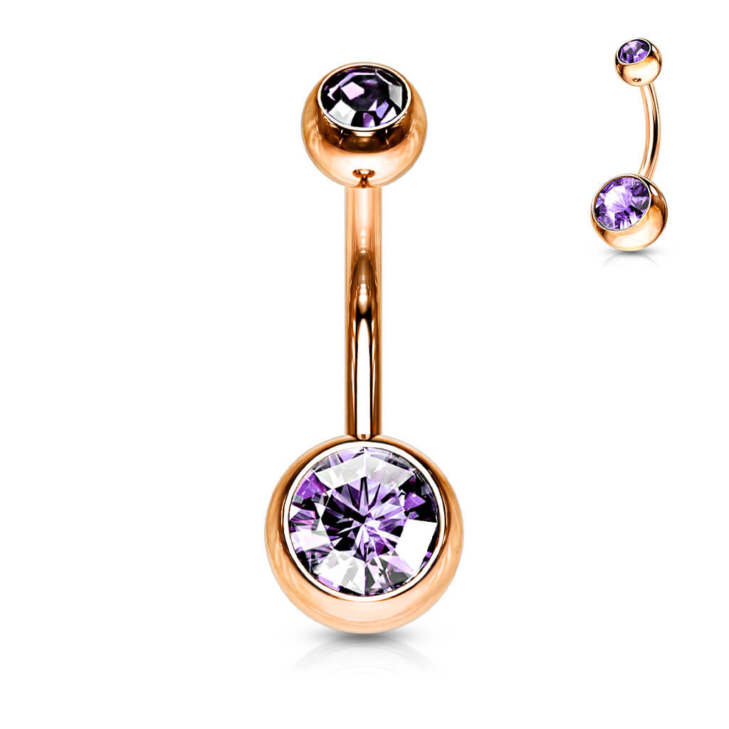 Piercing Ombelico Zirconi e oro rosa