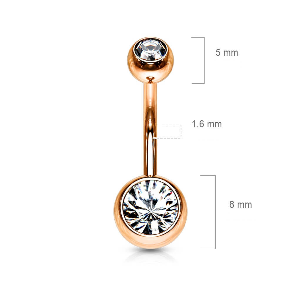 Piercing Ombelico Zirconi e oro rosa