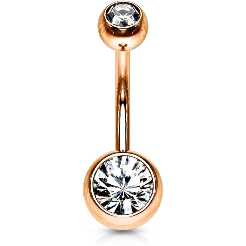Piercing Ombelico Zirconi e oro rosa