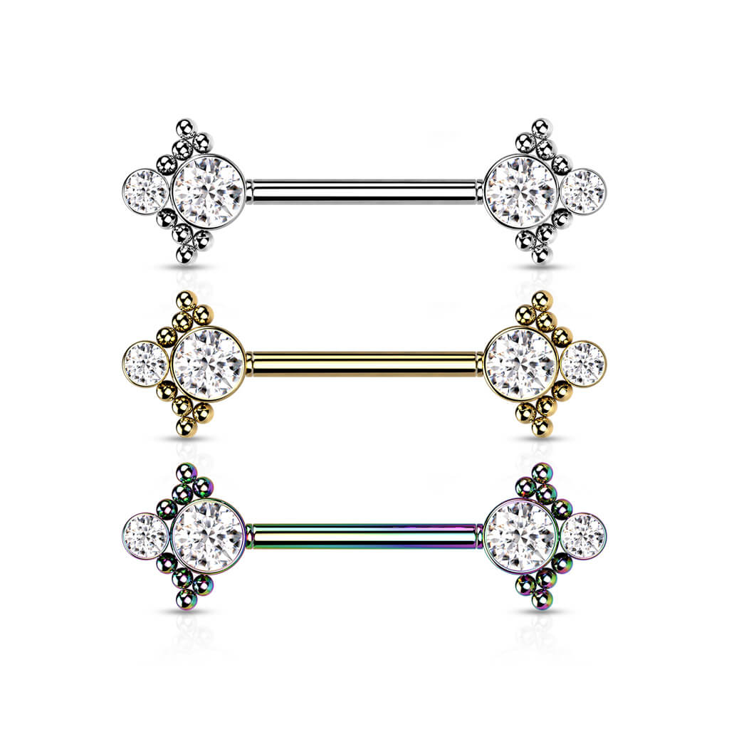 Piercing Capezzolo 4 Zirconi Push-In