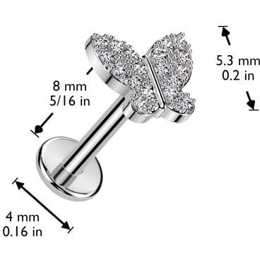 Labret butterfly zirconia Push-In