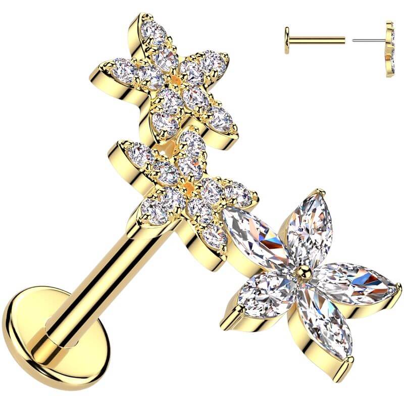 Labret flowers zirconia Push-In