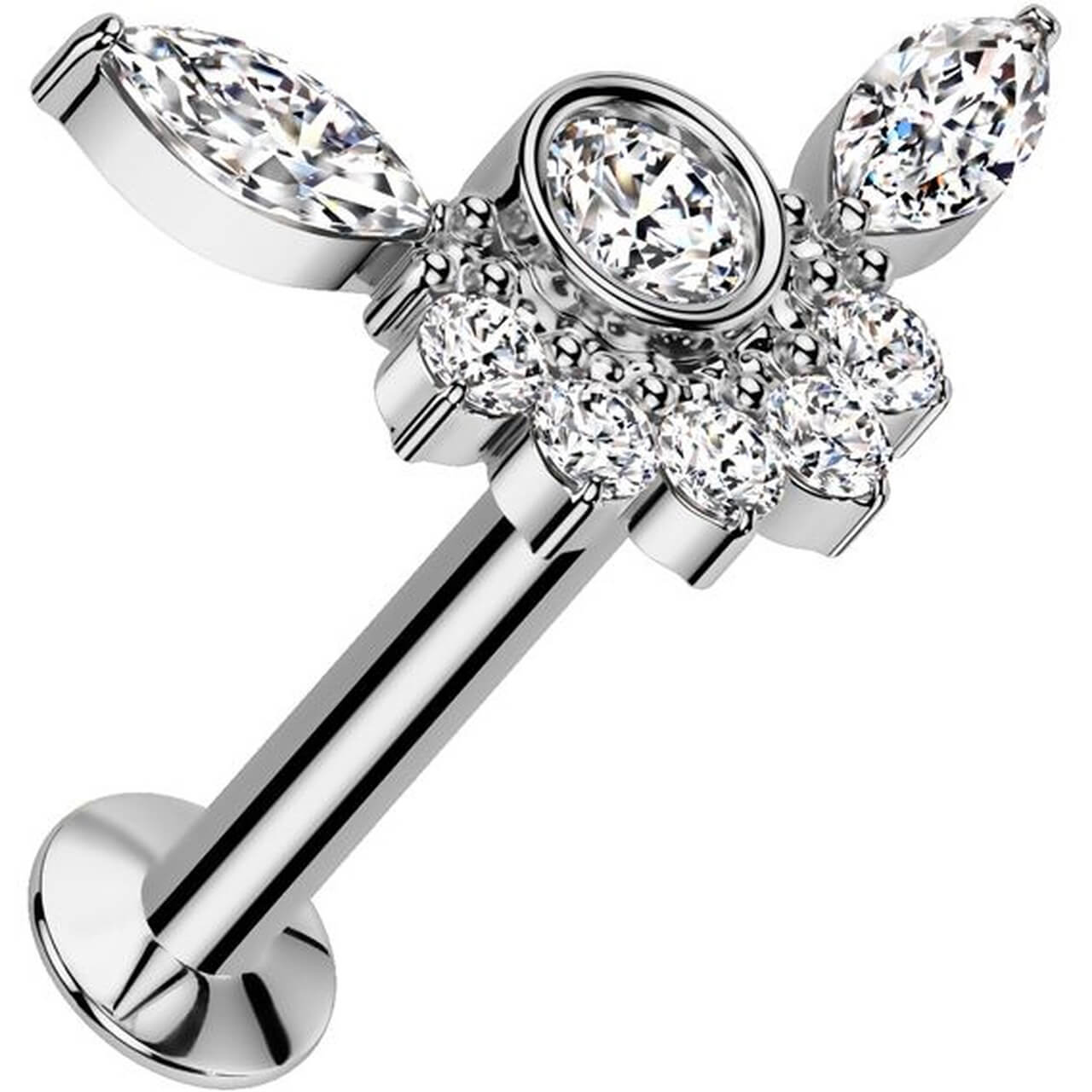 Labret bumblebee bezel setting cluster zirconias Push-In