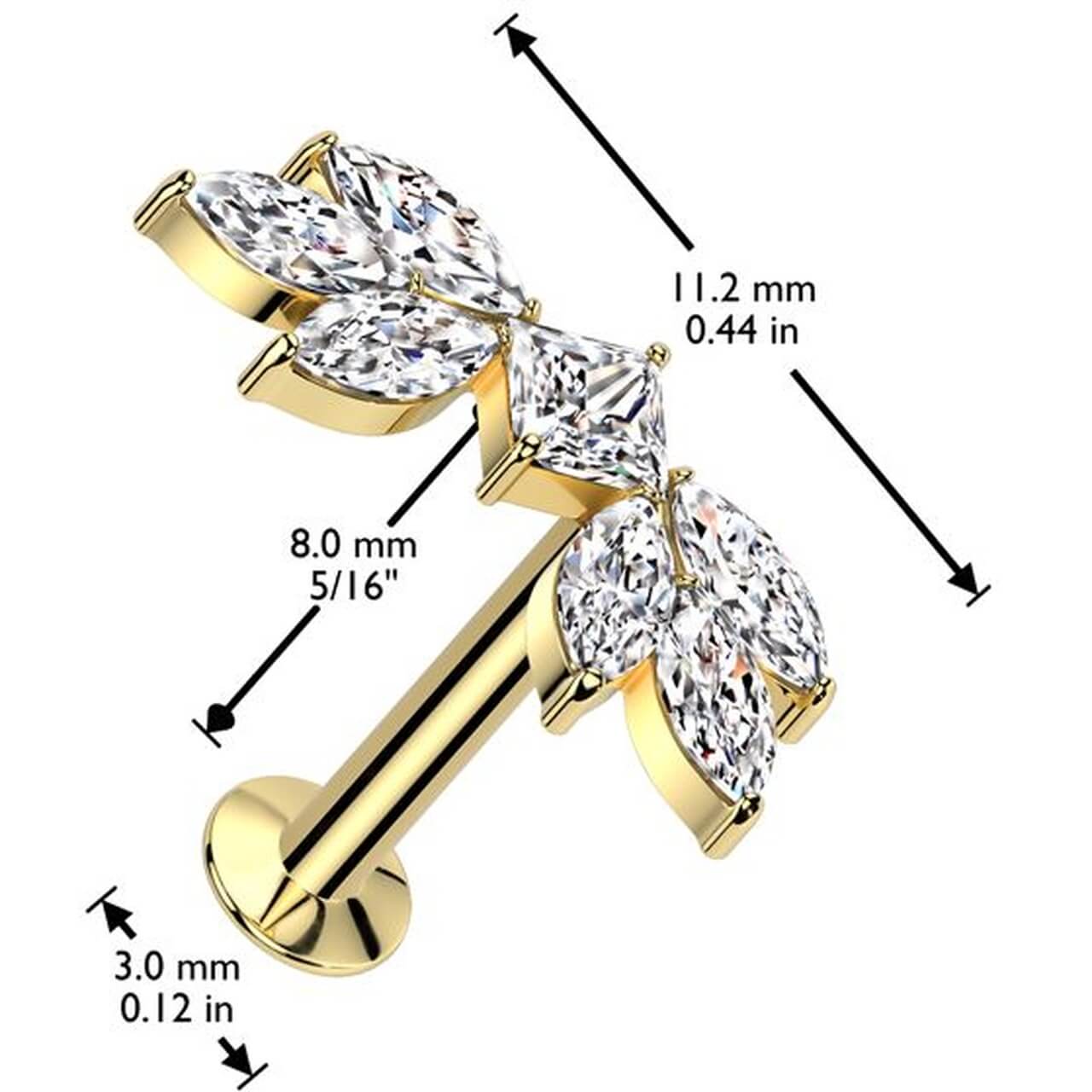 Labret falling leaves zirconia marquise cut Push-In