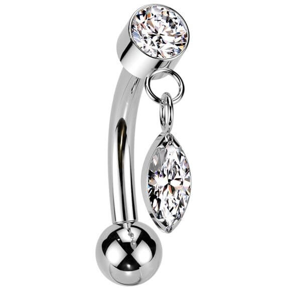 Titanium Curved Barbell dangle zirconia Push-In