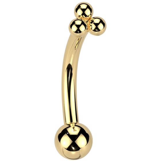Titanium Curved Barbell 3 small balls Push-In