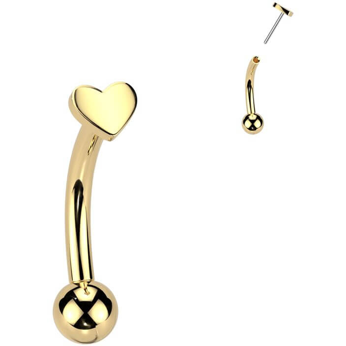 Titanium Curved Barbell heart Push-In
