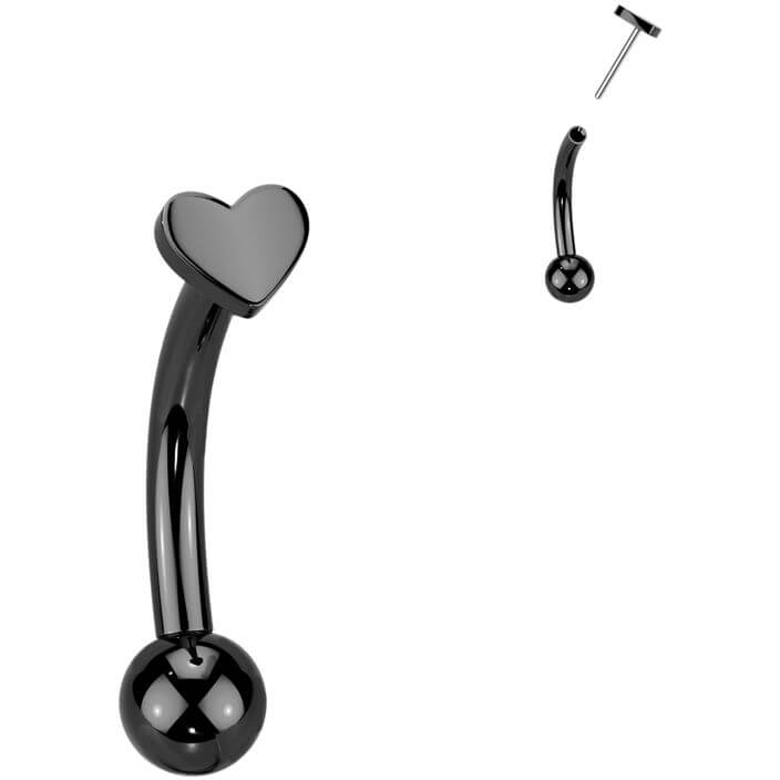 Titanium Curved Barbell heart Push-In