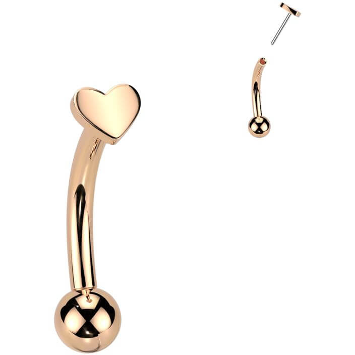 Titanium Curved Barbell heart Push-In