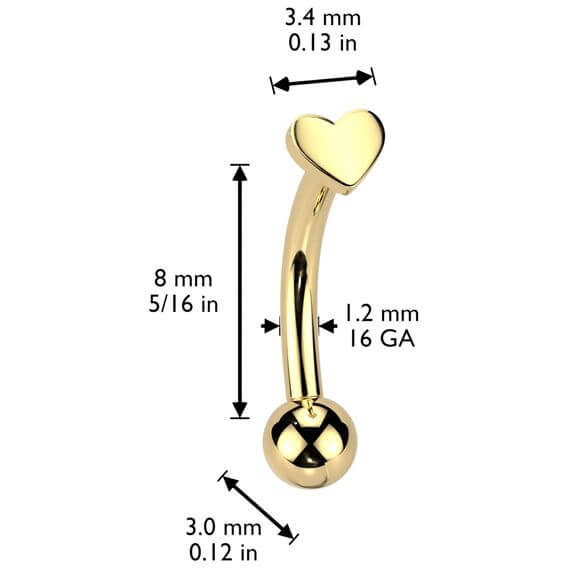 Titanium Curved Barbell heart Push-In