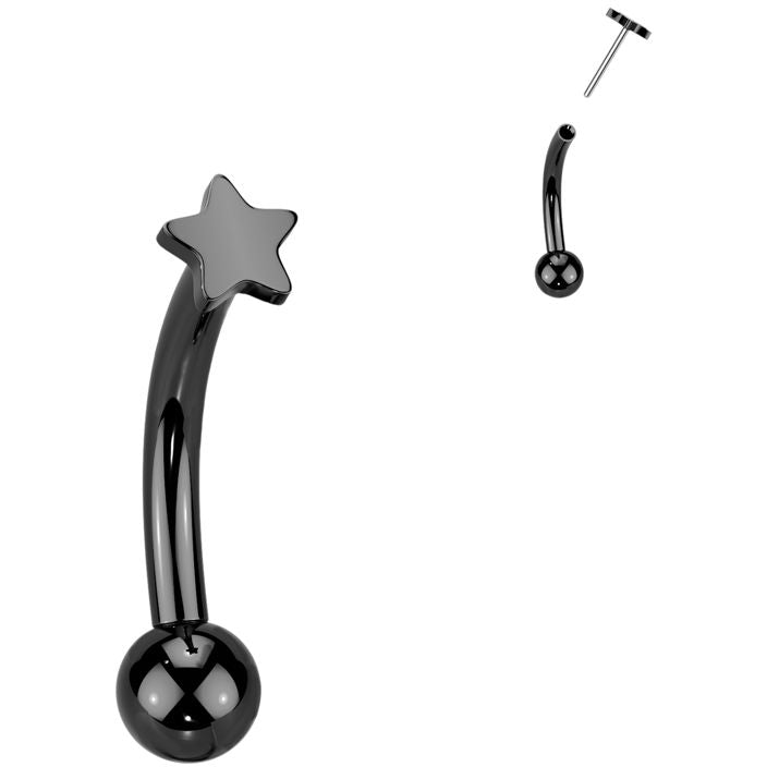Titanium Curved Barbell star Push-In