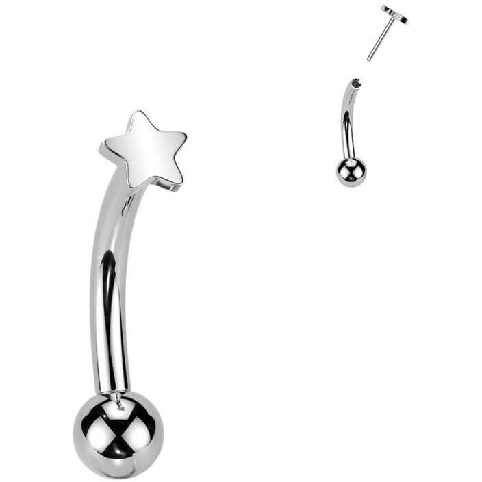 Titanium Curved Barbell star Push-In