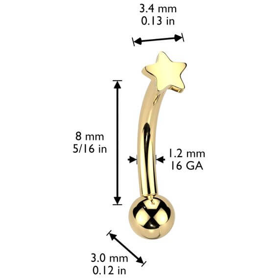 Titanium Curved Barbell star Push-In