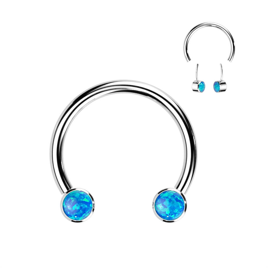 Titan Hufeisen Piercing Opal Push-In