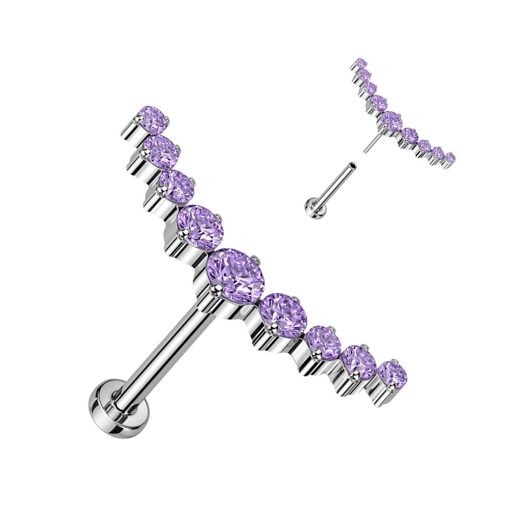 Titanium Labret Curved Zirconia Push-In