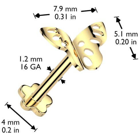 Titanium Labret butterfly Push-In