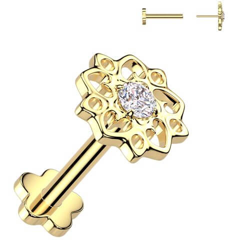 Titanium Labret flower zirconia flower base Push-In