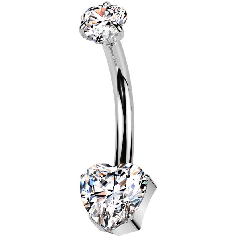 Titanium Belly Button Piercing heart zirconia Push-In