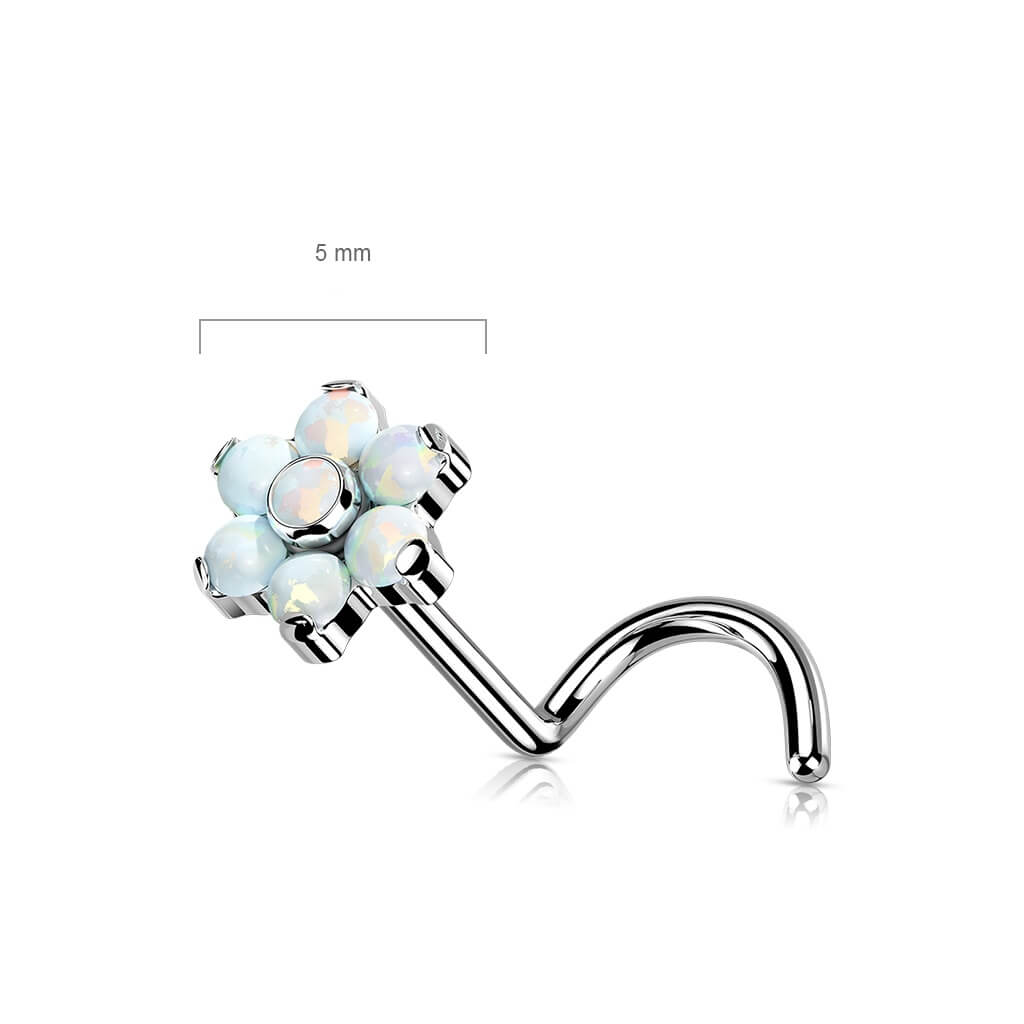 Titanio Screw Nasale Fiore di Zirconi / Opali / Argento Push-In