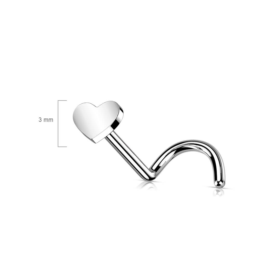 Titanio Nariz Screw Corazón Plano Plata Push In