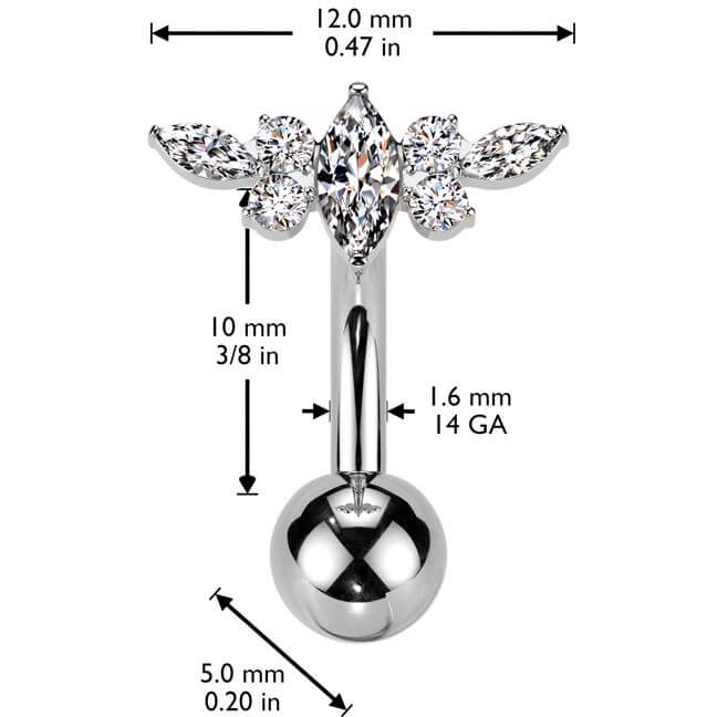 Titanium Belly Button Piercing zirconias Push-In