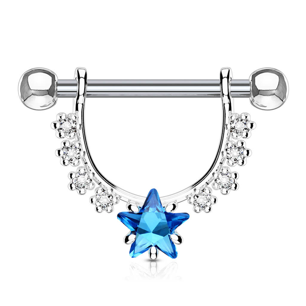 Piercing Capezzolo Pendente a ghirlanda di stelle in zircone