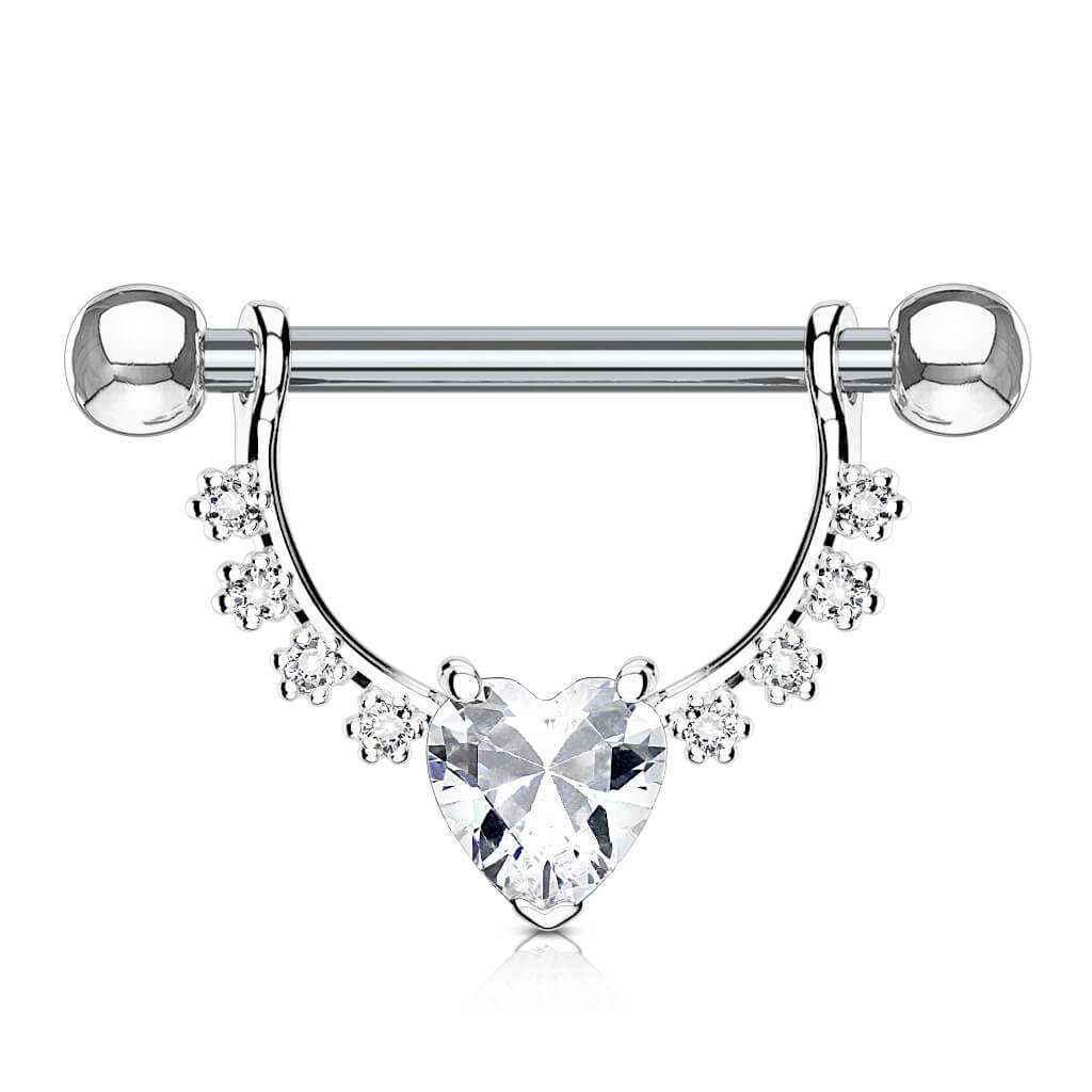 Nipple Piercing Wreath Heart dangle Zirconia